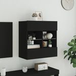 Casa si Gradina - Mobilier - Comode si corpuri - Comode - Comoda TV de perete cu lumini LED, negru, 58,5x30x60,5 cm - Infinity.ro