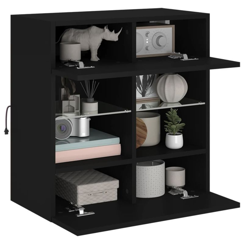 Casa si Gradina - Mobilier - Comode si corpuri - Comode - Comoda TV de perete cu lumini LED, negru, 58,5x30x60,5 cm - Infinity.ro