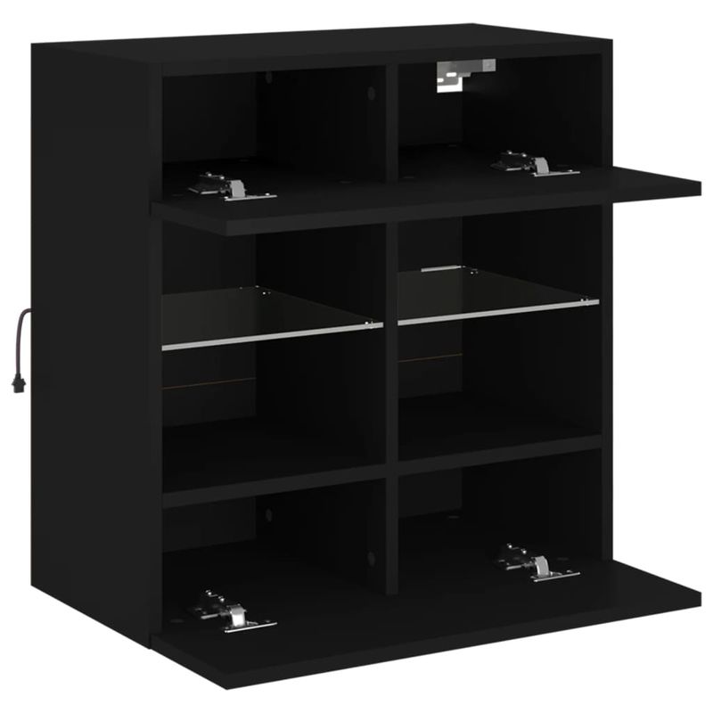 Casa si Gradina - Mobilier - Comode si corpuri - Comode - Comoda TV de perete cu lumini LED, negru, 58,5x30x60,5 cm - Infinity.ro