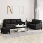 Casa si Gradina - Mobilier - Seturi de mobilier - Seturi living - Set de canapele cu perne, 3 piese, negru, piele ecologica - Infinity.ro