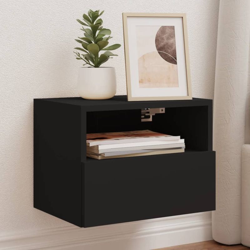 Casa si Gradina - Mobilier - Comode si corpuri - Comode - Comode TV de perete, 2 buc., negru, 40x30x30 cm, lemn prelucrat - Infinity.ro