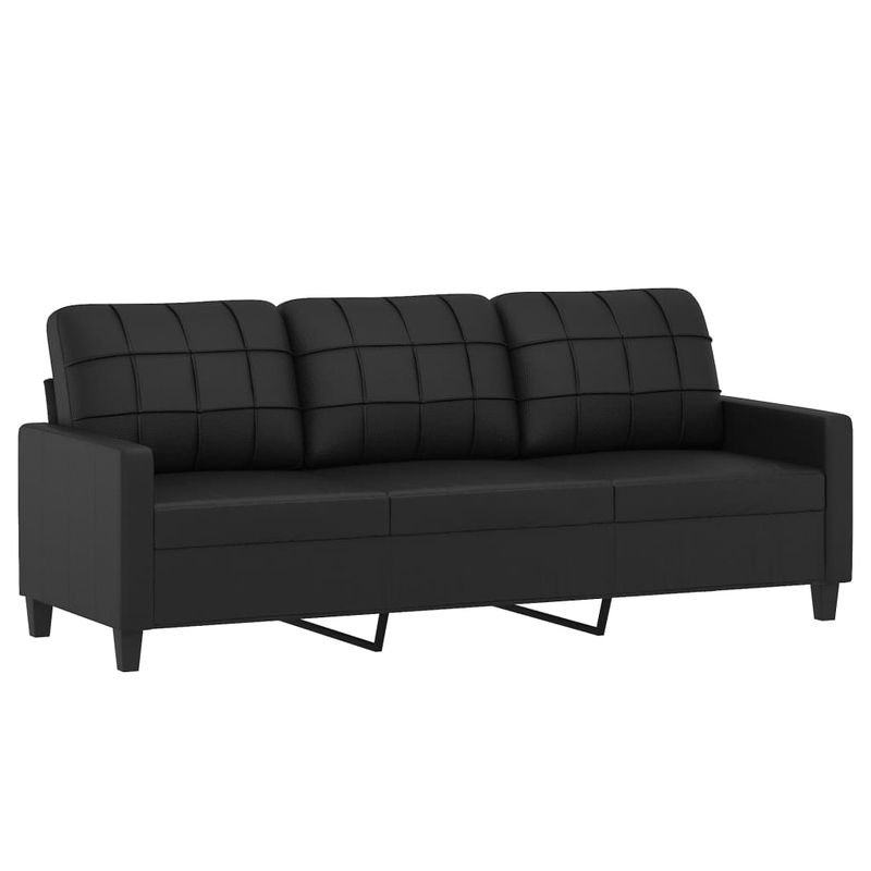 Casa si Gradina - Mobilier - Seturi de mobilier - Seturi living - Set de canapele cu perne, 3 piese, negru, piele ecologica - Infinity.ro
