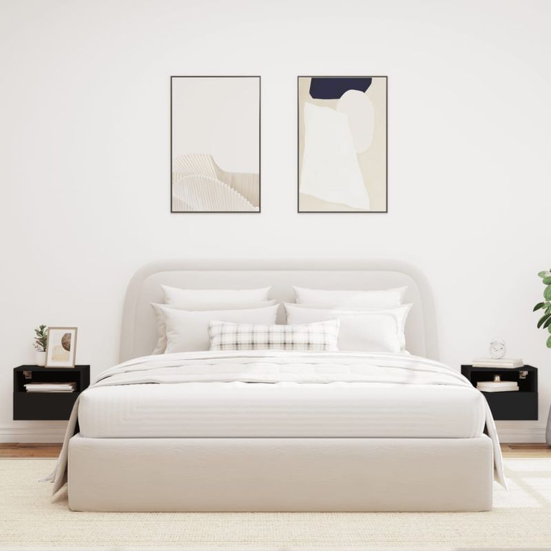 Casa si Gradina - Mobilier - Comode si corpuri - Comode - Comode TV de perete, 2 buc., negru, 40x30x30 cm, lemn prelucrat - Infinity.ro