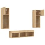 Casa si Gradina - Mobilier - Comode si corpuri - Comode - Unitati de perete TV cu LED-uri, 5 piese, stejar sonoma, lemn - Infinity.ro