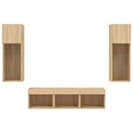 Casa si Gradina - Mobilier - Comode si corpuri - Comode - Unitati de perete TV cu LED-uri, 5 piese, stejar sonoma, lemn - Infinity.ro