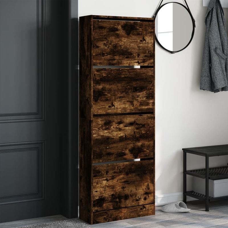 Casa si Gradina - Mobilier - Organizare si depozitare - Organizator incaltaminte - Pantofar, stejar fumuriu, 60x21x163,5 cm, lemn compozit - Infinity.ro