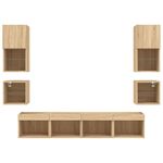 Casa si Gradina - Mobilier - Comode si corpuri - Comode - Unitati de perete TV cu LED-uri, 8 piese, stejar sonoma, lemn - Infinity.ro