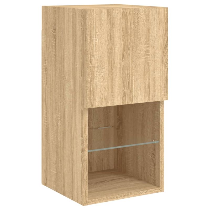 Casa si Gradina - Mobilier - Comode si corpuri - Comode - Unitati de perete TV cu LED-uri, 8 piese, stejar sonoma, lemn - Infinity.ro