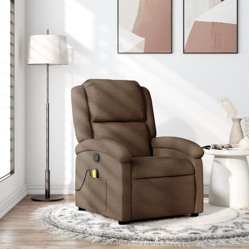Ingrijire personala si Cosmetice - Sanatate si wellness - Articole wellness - Fotolii de masaj - Fotoliu de masaj rabatabil, maro, material textil - Infinity.ro