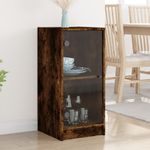Casa si Gradina - Mobilier - Comode si corpuri - Comode - Dulap lateral cu usi din sticla, stejar fumuriu, 35x37x75,5 cm - Infinity.ro