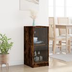 Casa si Gradina - Mobilier - Comode si corpuri - Comode - Dulap lateral cu usi din sticla, stejar fumuriu, 35x37x75,5 cm - Infinity.ro