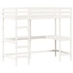 Casa si Gradina - Mobilier - Paturi si accesorii - Paturi - Cadru pat supraetajat cu birou, alb, 90x190 cm, lemn masiv pin - Infinity.ro