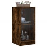 Casa si Gradina - Mobilier - Comode si corpuri - Comode - Dulap lateral cu usi din sticla, stejar fumuriu, 35x37x75,5 cm - Infinity.ro