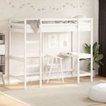 Casa si Gradina - Mobilier - Paturi si accesorii - Paturi - Cadru pat supraetajat cu birou, alb, 90x190 cm, lemn masiv pin - Infinity.ro