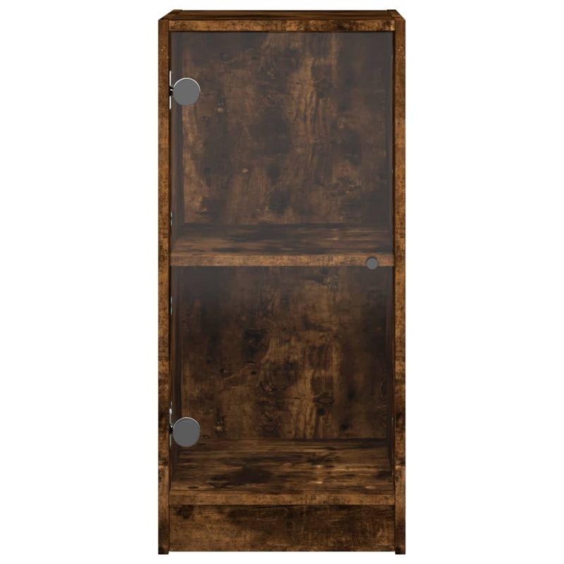 Casa si Gradina - Mobilier - Comode si corpuri - Comode - Dulap lateral cu usi din sticla, stejar fumuriu, 35x37x75,5 cm - Infinity.ro