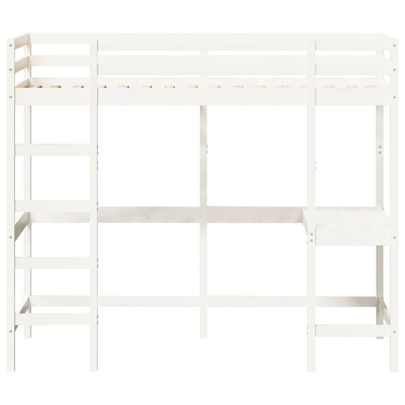 Casa si Gradina - Mobilier - Paturi si accesorii - Paturi - Cadru pat supraetajat cu birou, alb, 90x190 cm, lemn masiv pin - Infinity.ro