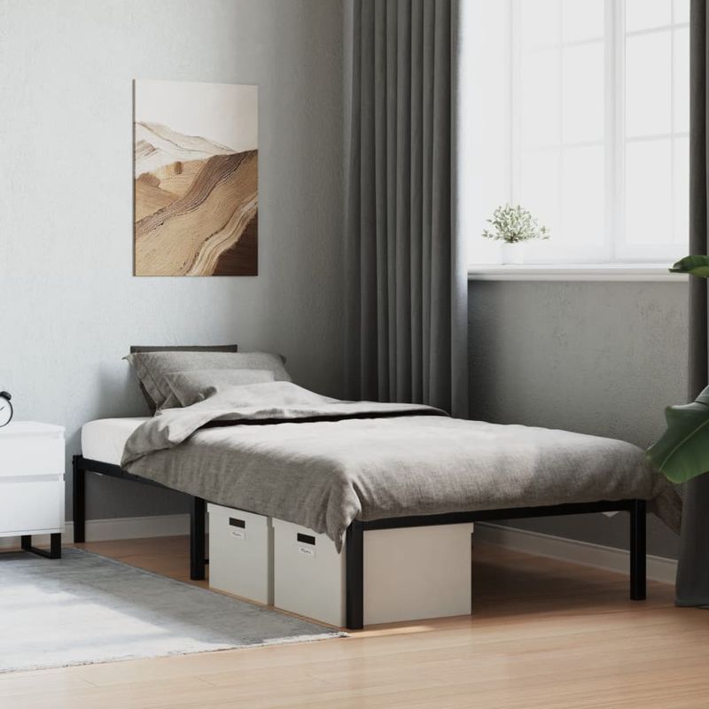 Casa si Gradina - Mobilier - Paturi si accesorii - Paturi - Cadru pat metalic, negru, 100x200 cm - Infinity.ro