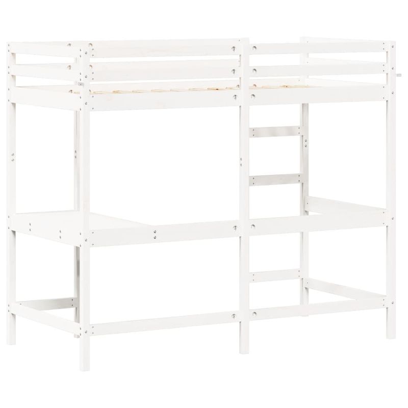 Casa si Gradina - Mobilier - Paturi si accesorii - Paturi - Cadru pat supraetajat cu birou, alb, 90x190 cm, lemn masiv pin - Infinity.ro