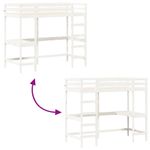 Casa si Gradina - Mobilier - Paturi si accesorii - Paturi - Cadru pat supraetajat cu birou, alb, 90x190 cm, lemn masiv pin - Infinity.ro