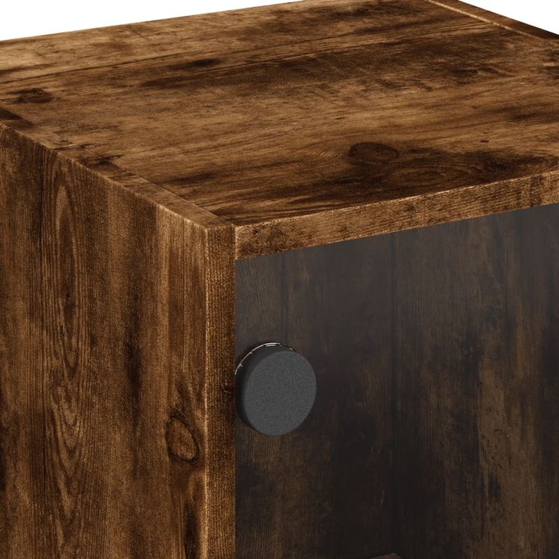 Casa si Gradina - Mobilier - Comode si corpuri - Comode - Dulap lateral cu usi din sticla, stejar fumuriu, 35x37x75,5 cm - Infinity.ro