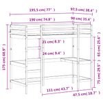 Casa si Gradina - Mobilier - Paturi si accesorii - Paturi - Cadru pat supraetajat cu birou, alb, 90x190 cm, lemn masiv pin - Infinity.ro