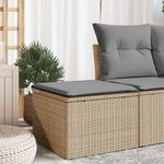 Casa si Gradina - Gradina si terasa - Mobilier exterior - Scaune si sezlonguri gradina - Taburet de gradina cu pernă, bej, 55x55x37 cm, poliratan, bej și gri, model cu depozitare și sac - Infinity.ro