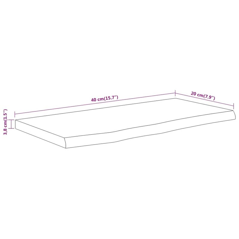 Casa si Gradina - Mobilier - Biblioteci si rafturi - Rafturi - Raft perete 40x20x3,8 cm dreptunghiular lemn acacia margine vie - Infinity.ro