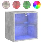 Casa si Gradina - Mobilier - Comode si corpuri - Comode - Noptiera cu lumini LED montata pe perete, gri beton - Infinity.ro