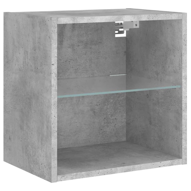 Casa si Gradina - Mobilier - Comode si corpuri - Comode - Noptiera cu lumini LED montata pe perete, gri beton - Infinity.ro