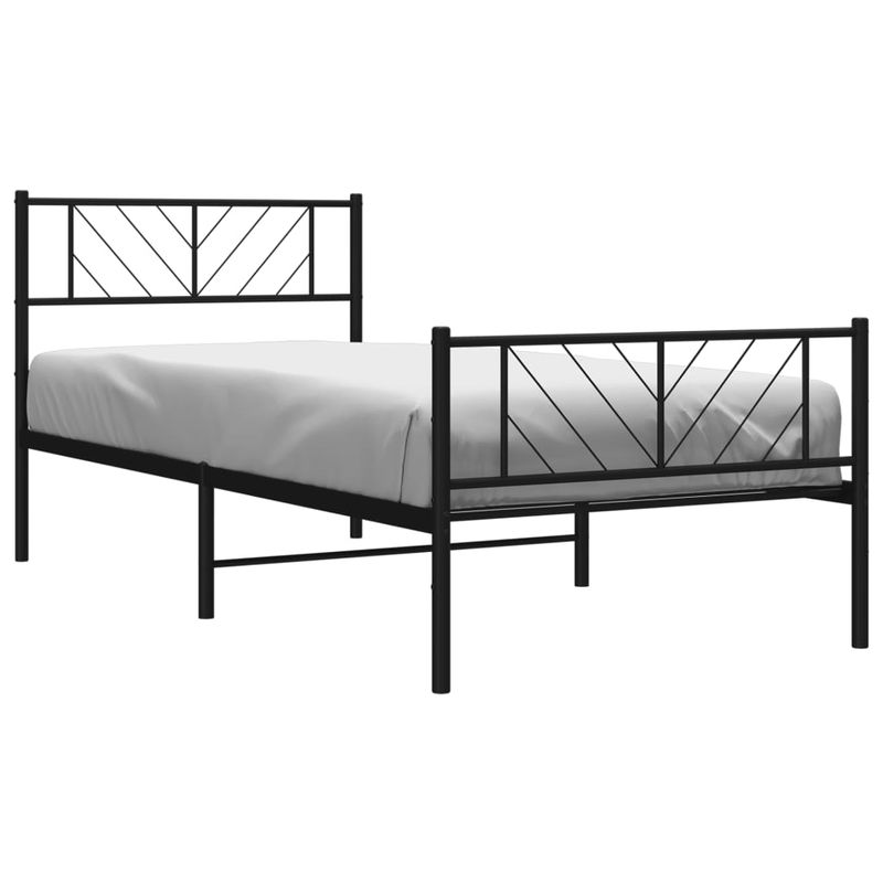Casa si Gradina - Mobilier - Paturi si accesorii - Paturi - Cadru pat metalic cu tablii de cap/picioare, negru, 100x200 cm - Infinity.ro