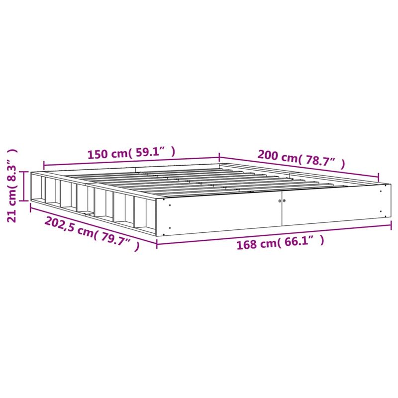 Casa si Gradina - Mobilier - Paturi si accesorii - Paturi - Cadru de pat, maro ceruit, 150x200 cm, lemn masiv de pin - Infinity.ro