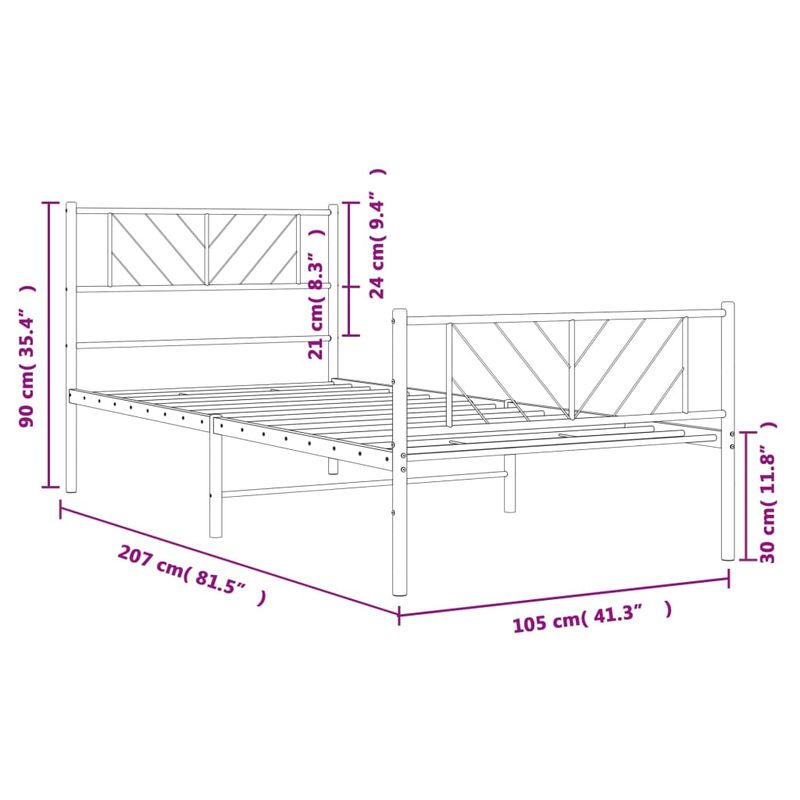Casa si Gradina - Mobilier - Paturi si accesorii - Paturi - Cadru pat metalic cu tablii de cap/picioare, negru, 100x200 cm - Infinity.ro