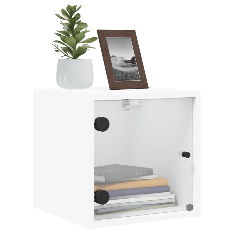 Casa si Gradina - Mobilier - Comode si corpuri - Noptiere - Noptiera cu usa de sticla, alb, 35x37x35 cm - Infinity.ro