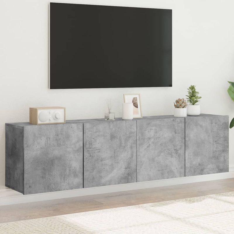 Casa si Gradina - Mobilier - Comode si corpuri - Comode - Comoda TV de perete, 2 buc. gri beton, 80x30x41 cm - Infinity.ro