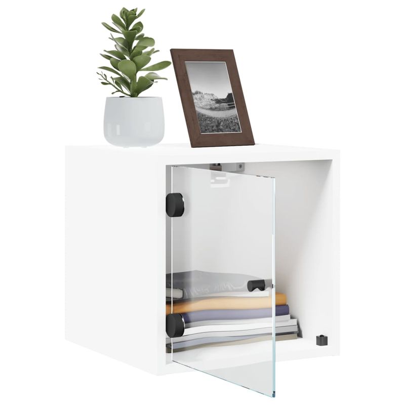 Casa si Gradina - Mobilier - Comode si corpuri - Noptiere - Noptiera cu usa de sticla, alb, 35x37x35 cm - Infinity.ro