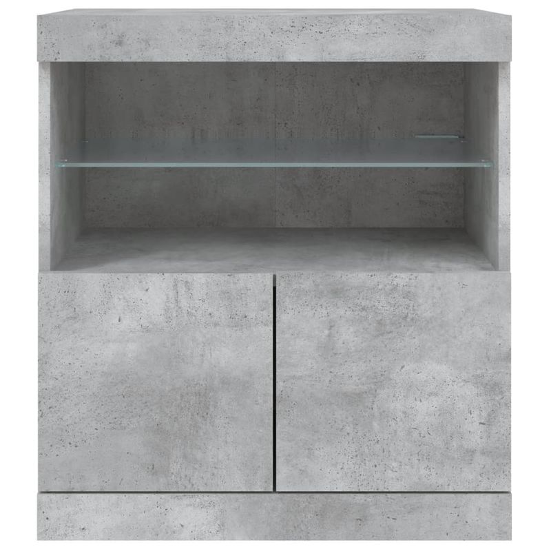 Casa si Gradina - Mobilier - Comode si corpuri - Comode - Servanta cu lumini LED, gri beton, 60x37x67 cm - Infinity.ro