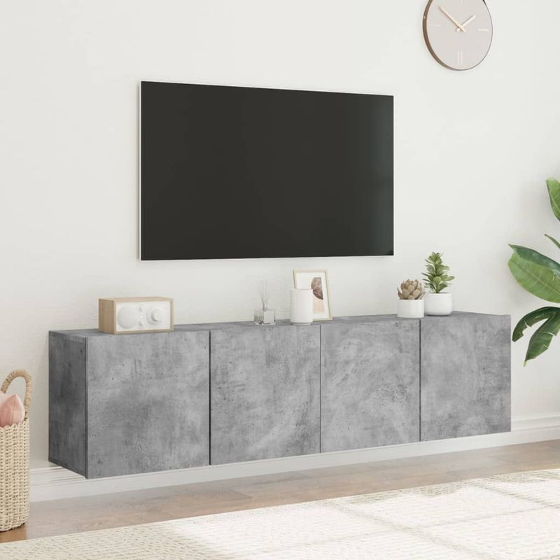 Casa si Gradina - Mobilier - Comode si corpuri - Comode - Comoda TV de perete, 2 buc. gri beton, 80x30x41 cm - Infinity.ro