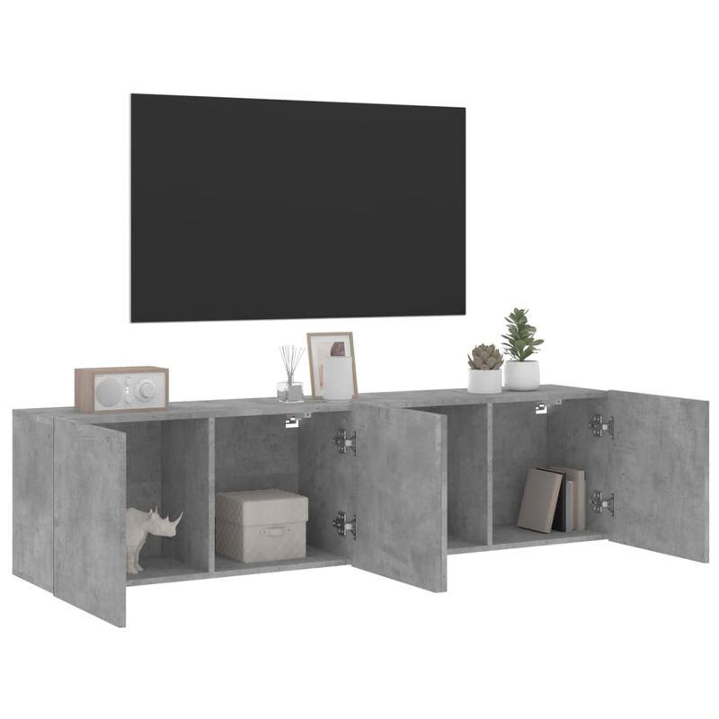 Casa si Gradina - Mobilier - Comode si corpuri - Comode - Comoda TV de perete, 2 buc. gri beton, 80x30x41 cm - Infinity.ro