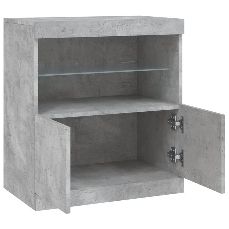 Casa si Gradina - Mobilier - Comode si corpuri - Comode - Servanta cu lumini LED, gri beton, 60x37x67 cm - Infinity.ro