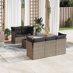 Casa si Gradina - Gradina si terasa - Mobilier exterior - Seturi mobila gradina - Set mobilier gradina cu perne, 6 piese, gri, poliratan - Infinity.ro