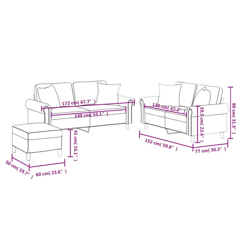 Casa si Gradina - Mobilier - Seturi de mobilier - Seturi living - Set de canapele cu perne, 3 piese, cappuccino, piele ecologica - Infinity.ro