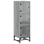 Casa si Gradina - Mobilier - Comode si corpuri - Comode - Dulap cu usi din sticla, sonoma gri, 35x37x120 cm - Infinity.ro