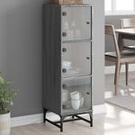 Casa si Gradina - Mobilier - Comode si corpuri - Comode - Dulap cu usi din sticla, sonoma gri, 35x37x120 cm - Infinity.ro