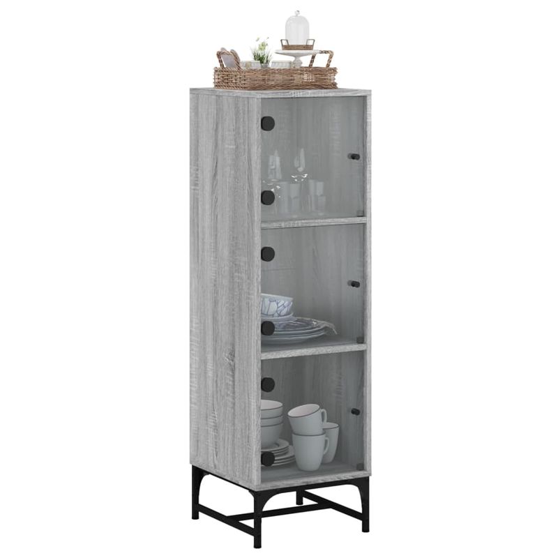 Casa si Gradina - Mobilier - Comode si corpuri - Comode - Dulap cu usi din sticla, sonoma gri, 35x37x120 cm - Infinity.ro