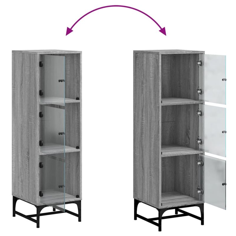 Casa si Gradina - Mobilier - Comode si corpuri - Comode - Dulap cu usi din sticla, sonoma gri, 35x37x120 cm - Infinity.ro