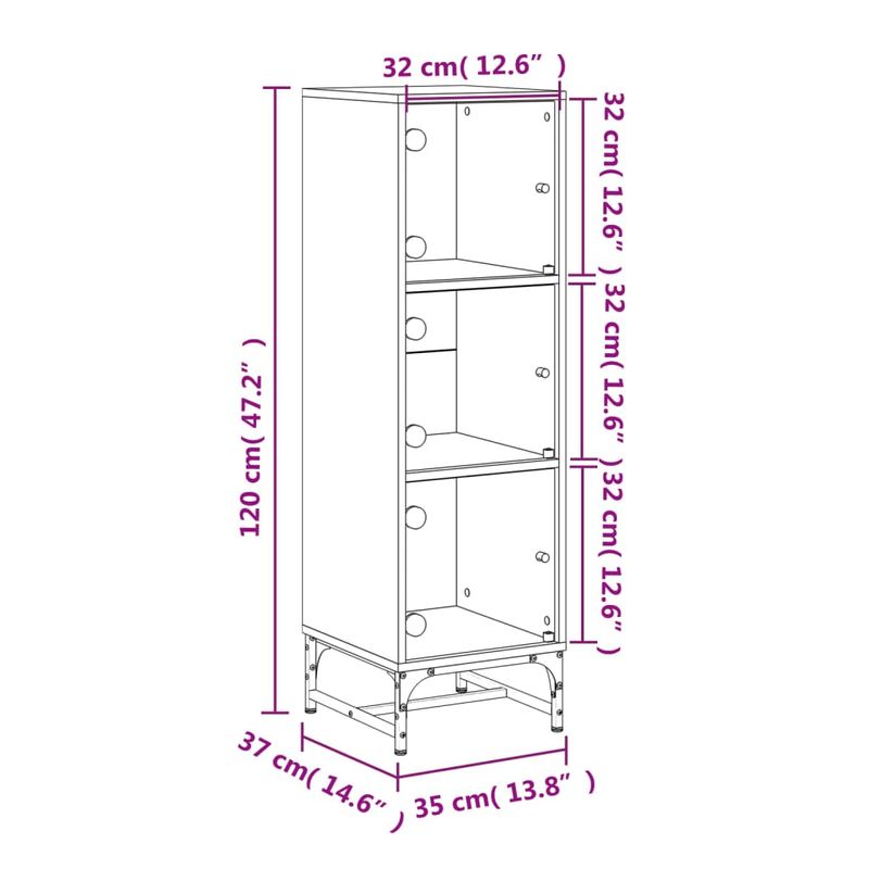 Casa si Gradina - Mobilier - Comode si corpuri - Comode - Dulap cu usi din sticla, sonoma gri, 35x37x120 cm - Infinity.ro