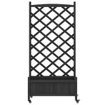 Casa si Gradina - Gradinarit si plante - Plante si ghivece - Ghivece si suporturi - Jardiniera cu spalier și roti, negru, lemn masiv de brad, mărime 75x35x157.5 cm - Infinity.ro