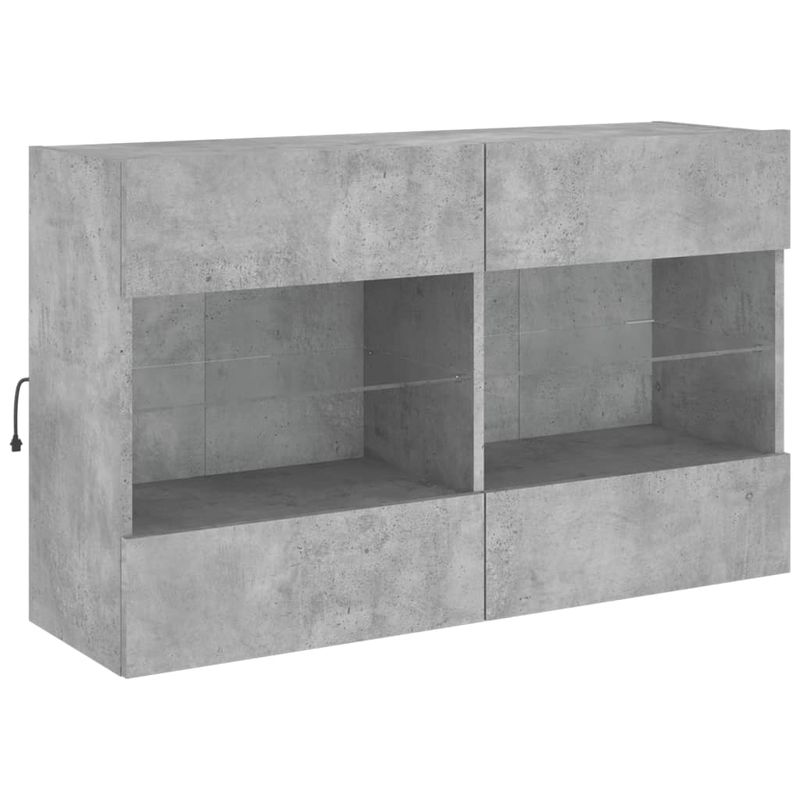 Casa si Gradina - Mobilier - Comode si corpuri - Comode - Comoda TV de perete cu lumini LED, gri beton, 98,5x30x60,5 cm - Infinity.ro