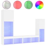 Casa si Gradina - Mobilier - Comode si corpuri - Comode - Unitati de perete TV cu LED-uri, 4 piese, alb, lemn prelucrat - Infinity.ro