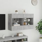 Casa si Gradina - Mobilier - Comode si corpuri - Comode - Comoda TV de perete cu lumini LED, gri beton, 98,5x30x60,5 cm - Infinity.ro